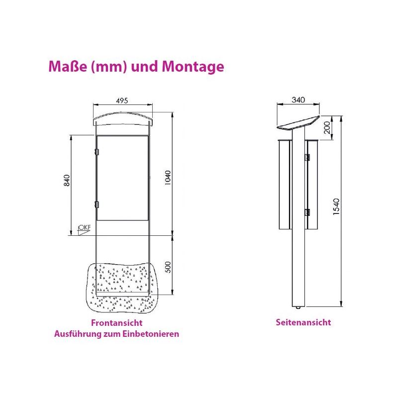 Produktbild Renner Stand Abfallbehälter 70L mit Ascher RAL5013 zum Einbetonieren bild 2