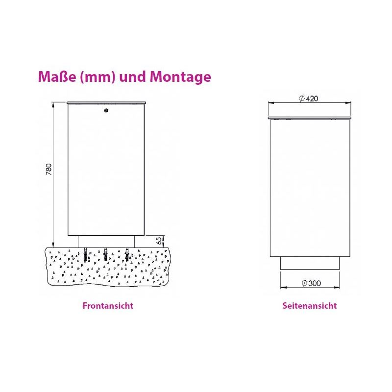Produktbild Renner Stand Abfallbehälter 50L RAL6005 zum Aufschrauben bild 2