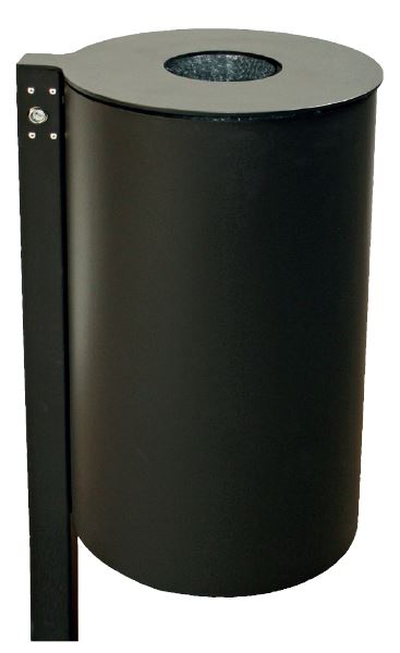 Produktbild Renner Stand Abfallbehälter 60L RAL6005 mit Pfosten zum Einbetonieren