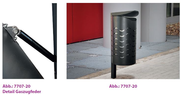 Produktbild Renner Stand Abfallbehälter 60L Modell WAVE RAL7016 zum Einbetonieren bild 3