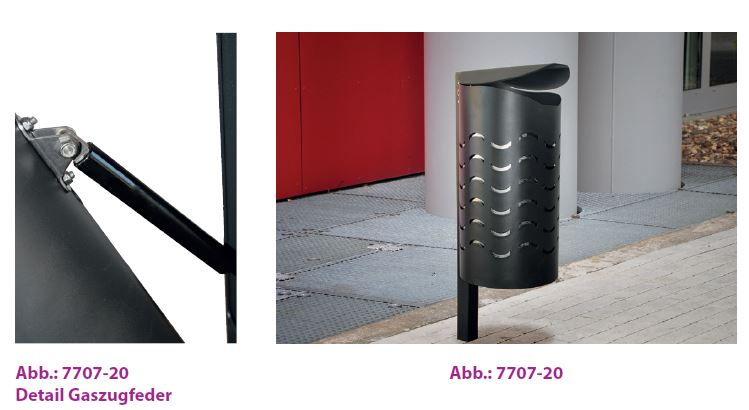 Produktbild Renner Stand Abfallbehälter 60L Modell WAVE RAL7021 zum Einbetonieren bild 3