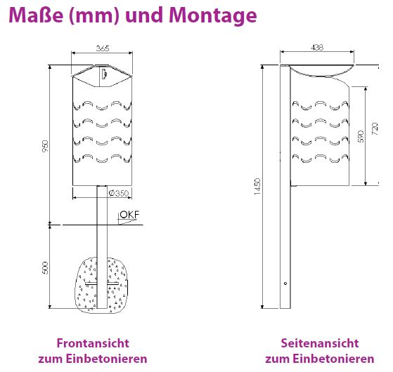 Produktbild Renner Stand Abfallbehälter 60L Modell WAVE DB703 zum Einbetonieren bild 3