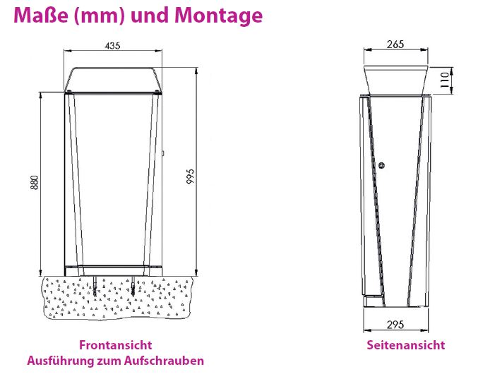 Produktbild Renner Stand Abfallbehälter Modell ESTILO 70L RAL5013 zum Aufschrauben bild 2