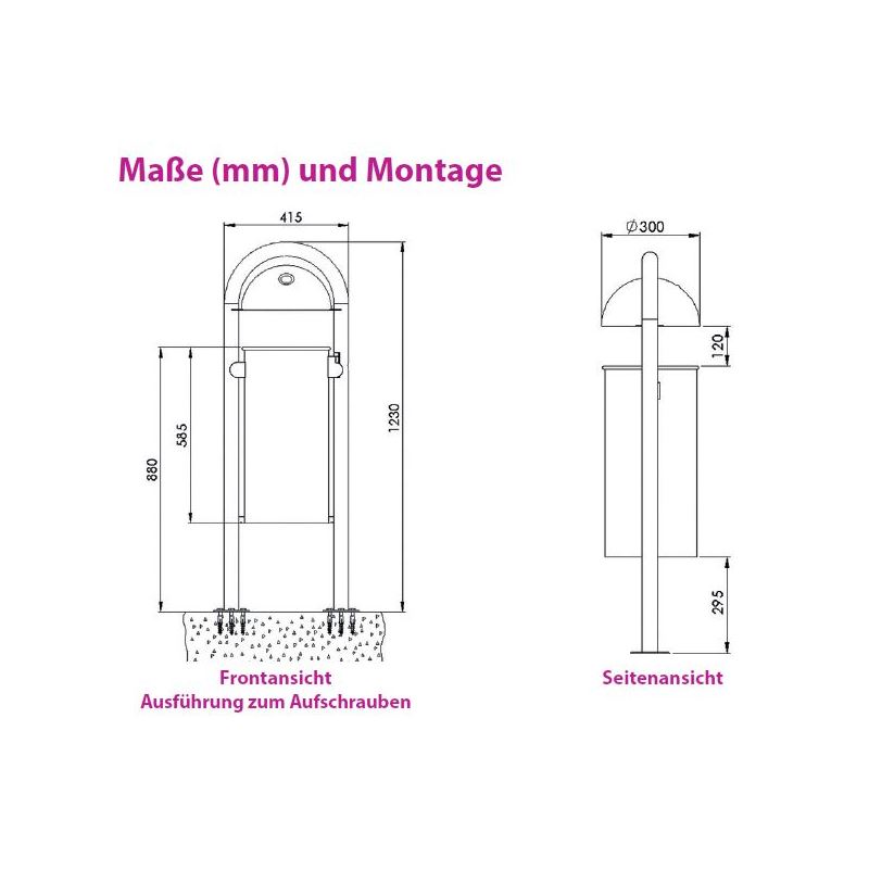 Produktbild Renner Stand Abfallbehälter 40L Feuerverzinkt mit Ascher zum Aufschrauben bild 2