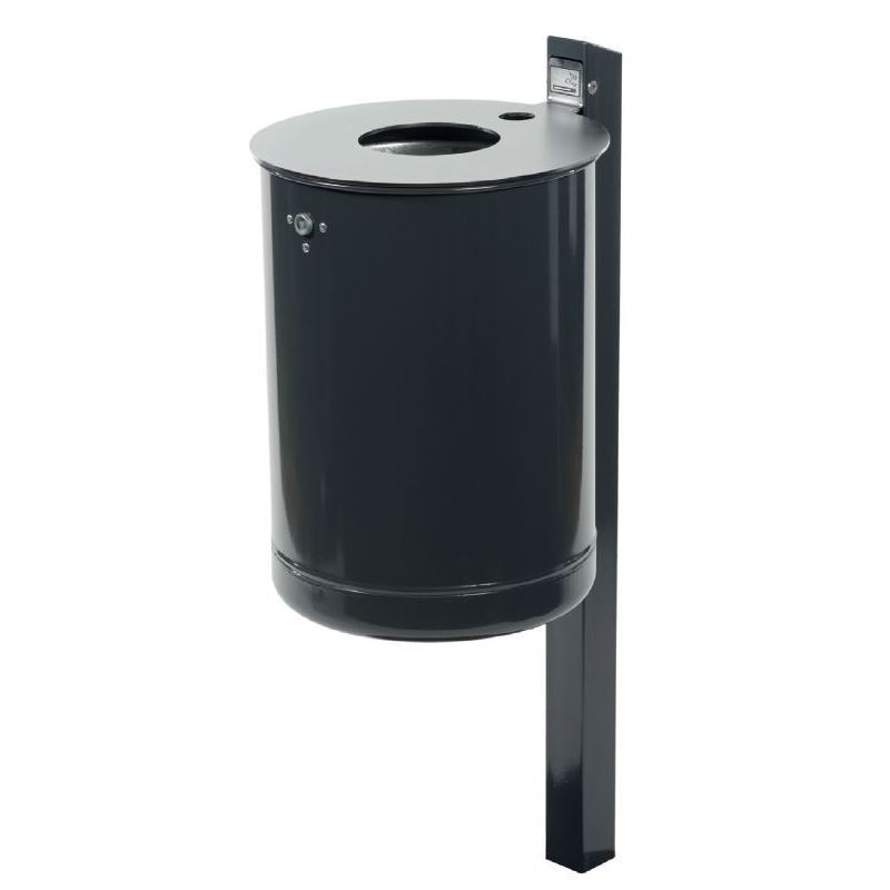 Produktbild Renner Abfallbehälter Serie EP 46,5L mit Ascher RAL6005 zum EInbetonieren