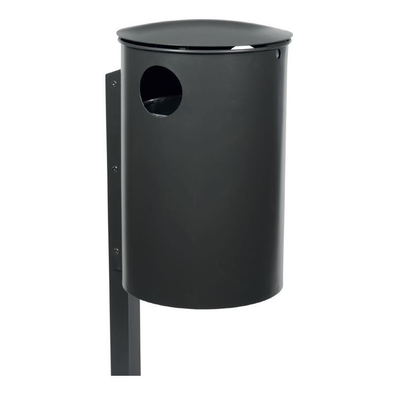 Produktbild Renner Stand Abfallbehälter feuerverzinkt 50L mit Q-Rohrpfosten zum Einbetonieren