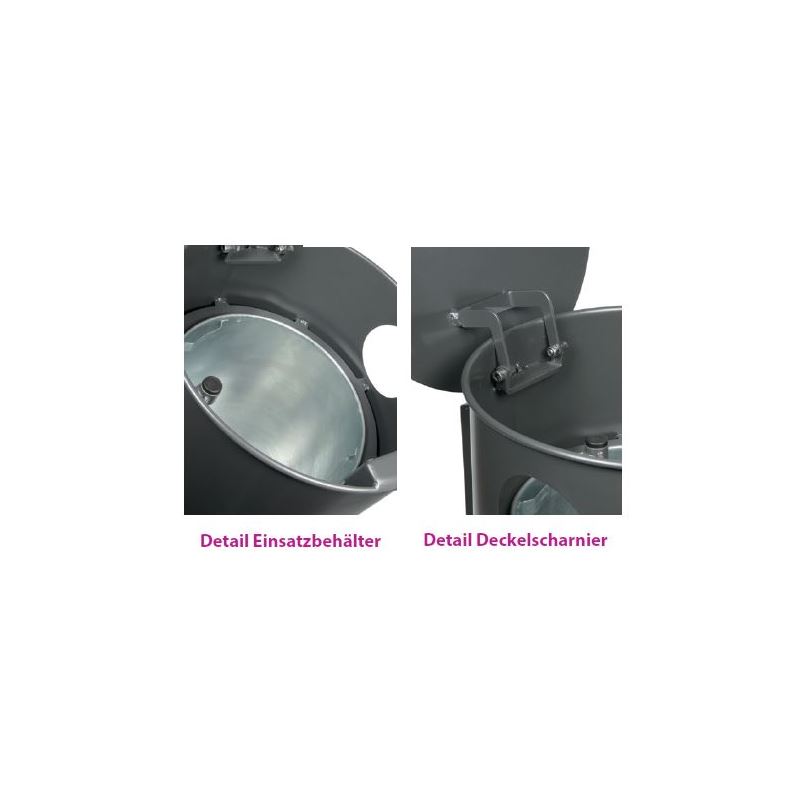 Produktbild Renner Stand Abfallbehälter 50L RAL5013 mit Q-Rohrpfosten zum Einbetonieren bild 3