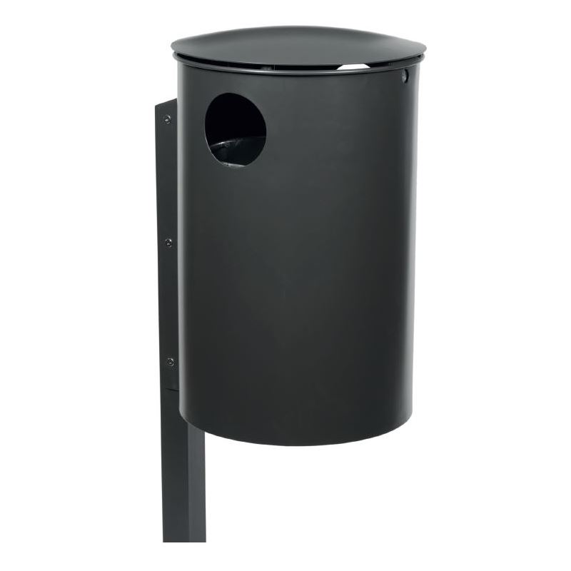 Produktbild Renner Stand Abfallbehälter 50L RAL6005 mit Q-Rohrpfosten zum Einbetonieren