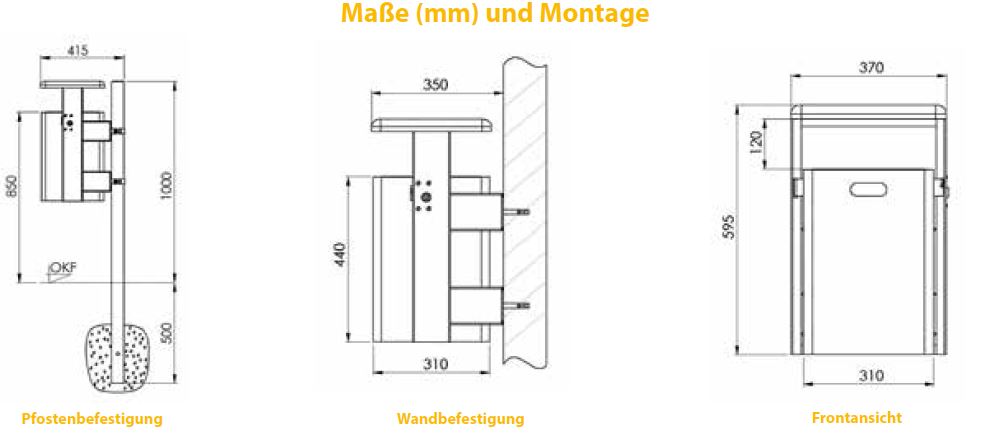 Produktbild Renner Rechteck Abfallbehälter 40L RAL5013 mit Ascher bild 2