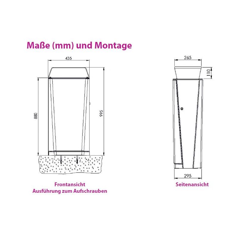 Produktbild Renner Stand Abfallbehälter Modell ESTILO 70L RAL6005 zum Aufschrauben bild 3