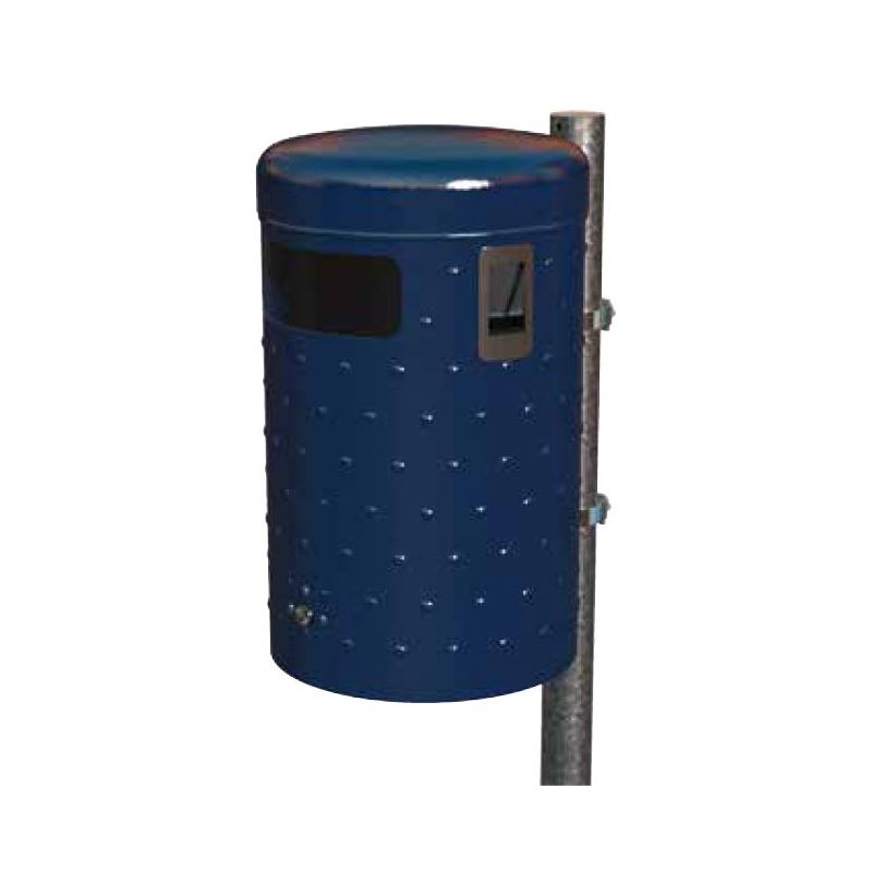 Produktbild Renner Rund Abfallbehälter 50L RAL7016 mit Ascher Noppenblech Design