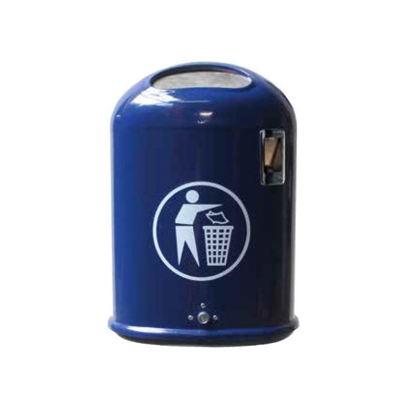 Produktbild Renner Abfallbehälter oval 45 l blau mit Ascher