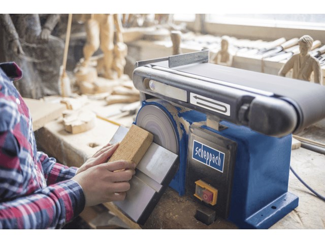 Produktbild Scheppach Band- und Tellerschleifer BTS900 mit 3x Schleifpapier und 3x Schleifbänder - Anwendung bild 6