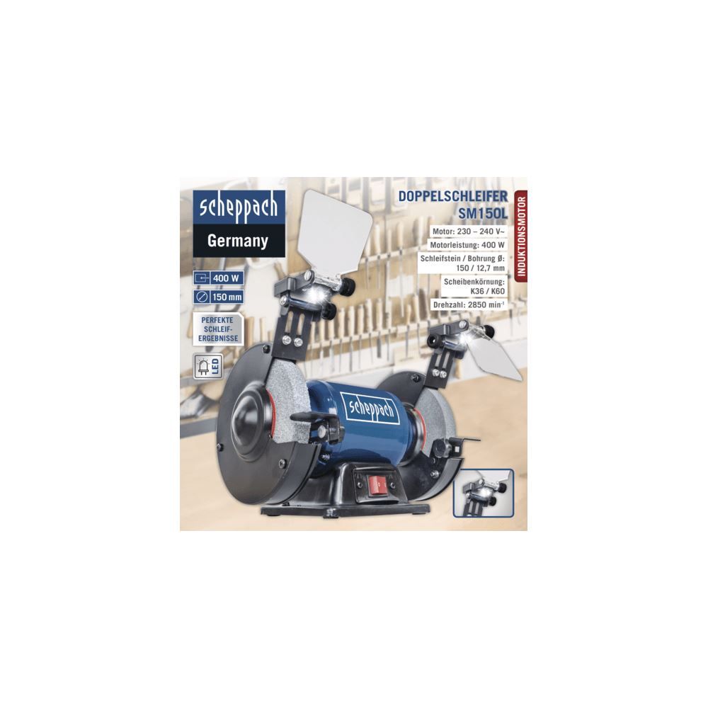 Produktbild SCHEPPACH Doppelschleifer SM150L 230-240V 50Hz 400W 150mm bild 3