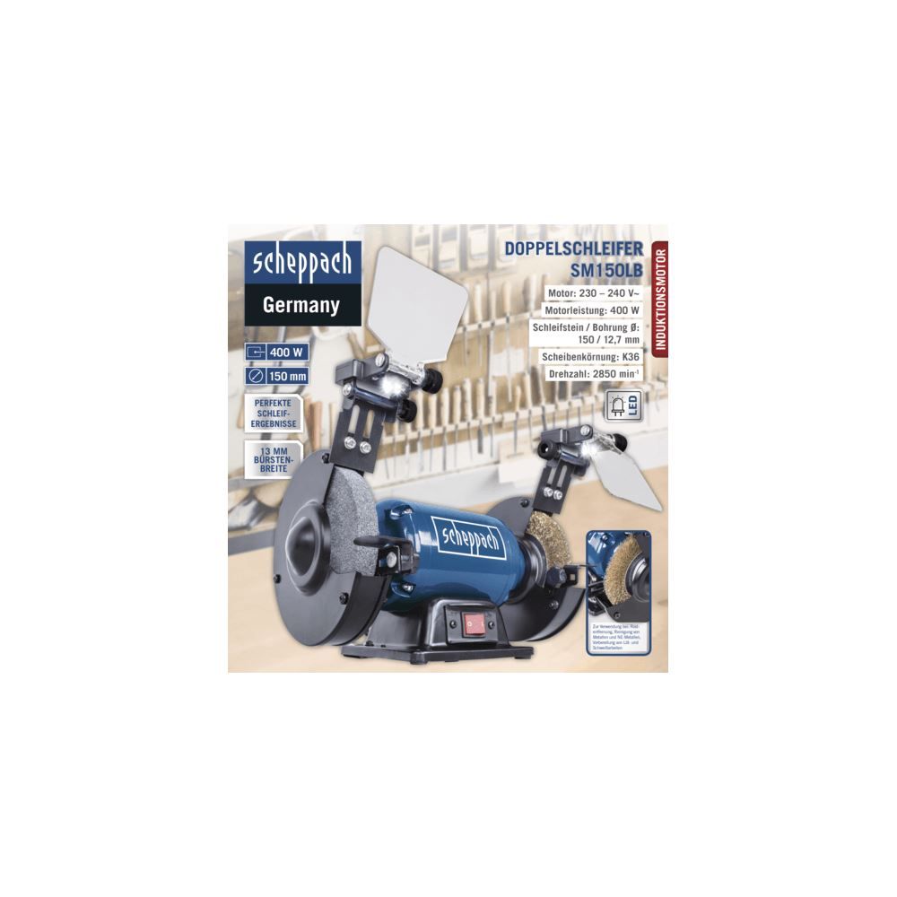 Produktbild SCHEPPACH Doppelschleifer SM150LB mit Bürste bild 3