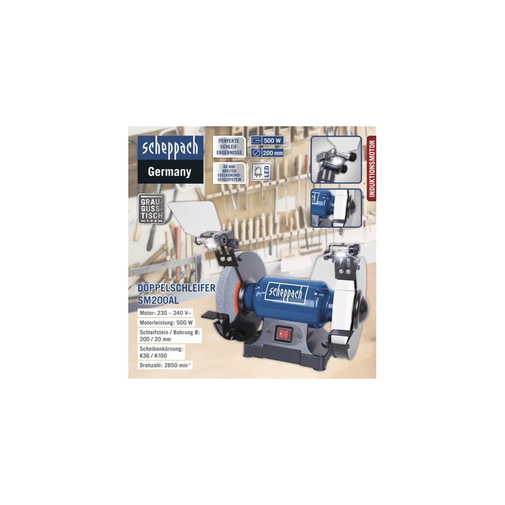 Produktbild SCHEPPACH Doppelschleifer SM200AL mit LED 230-240V 50Hz 200mm bild 6