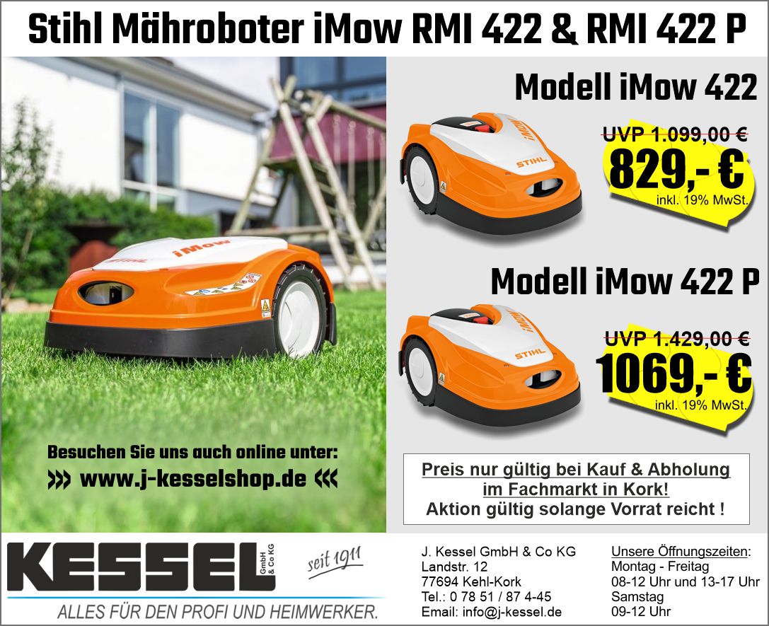 Stihl Mähroboter iMOW RMI 422 & RMI 422 P Aktion