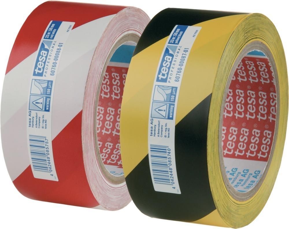 Produktbild Tesa  Warnband 60760 gelb schwarz 50 mm Rolle mit 33 Meter
