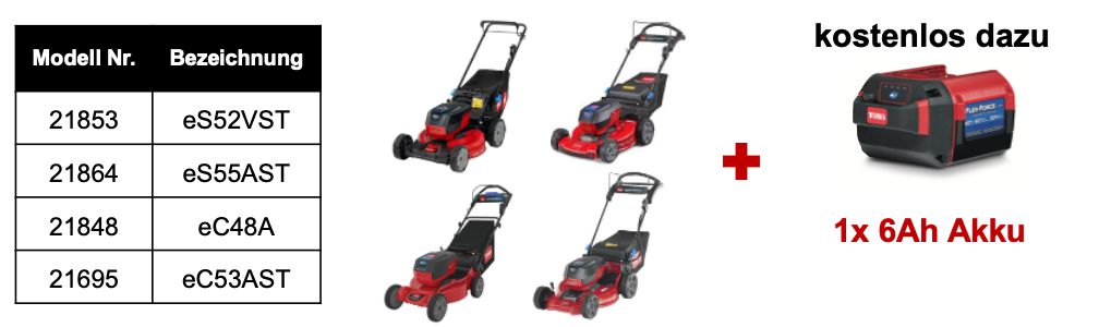 Trade-up-to-Toro Modelle 21853,21864,21848,21695