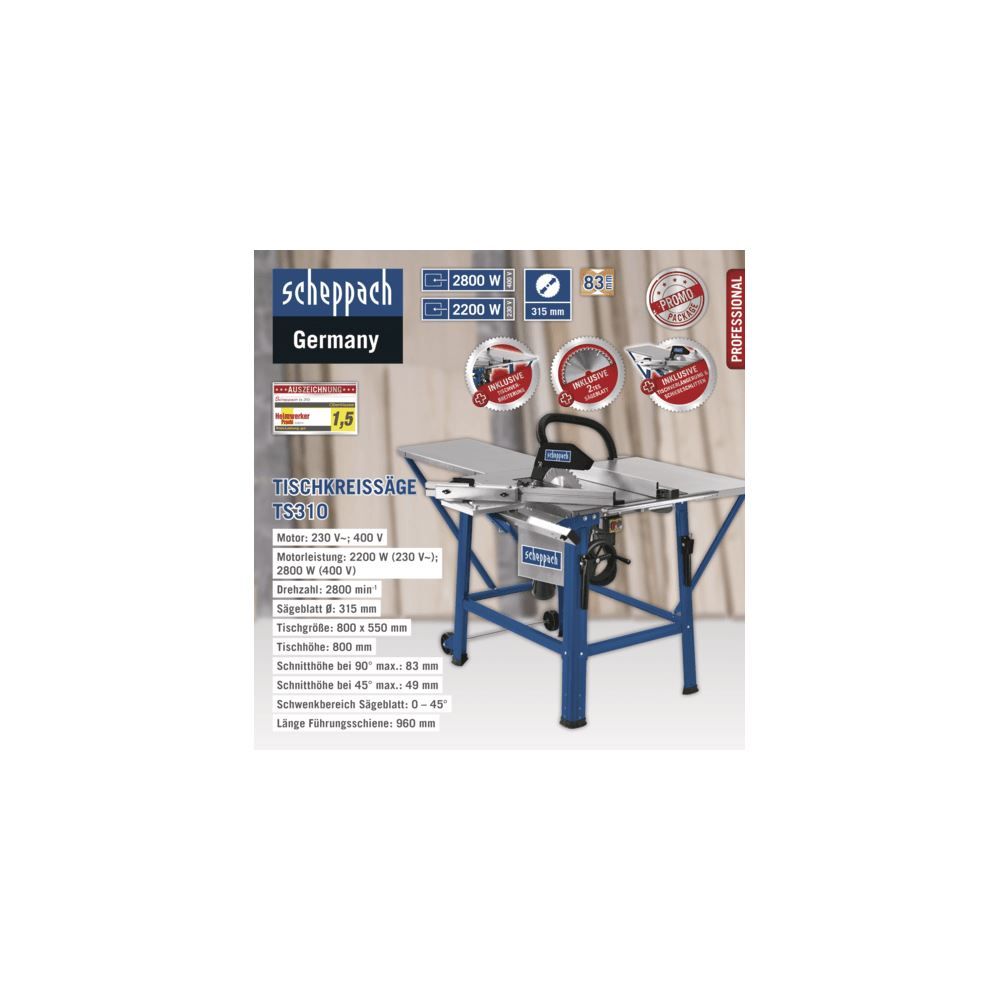 Produktbild SCHEPPACH Tischkreissäge TS310 400V 50Hz 2800W 315mm bild 4