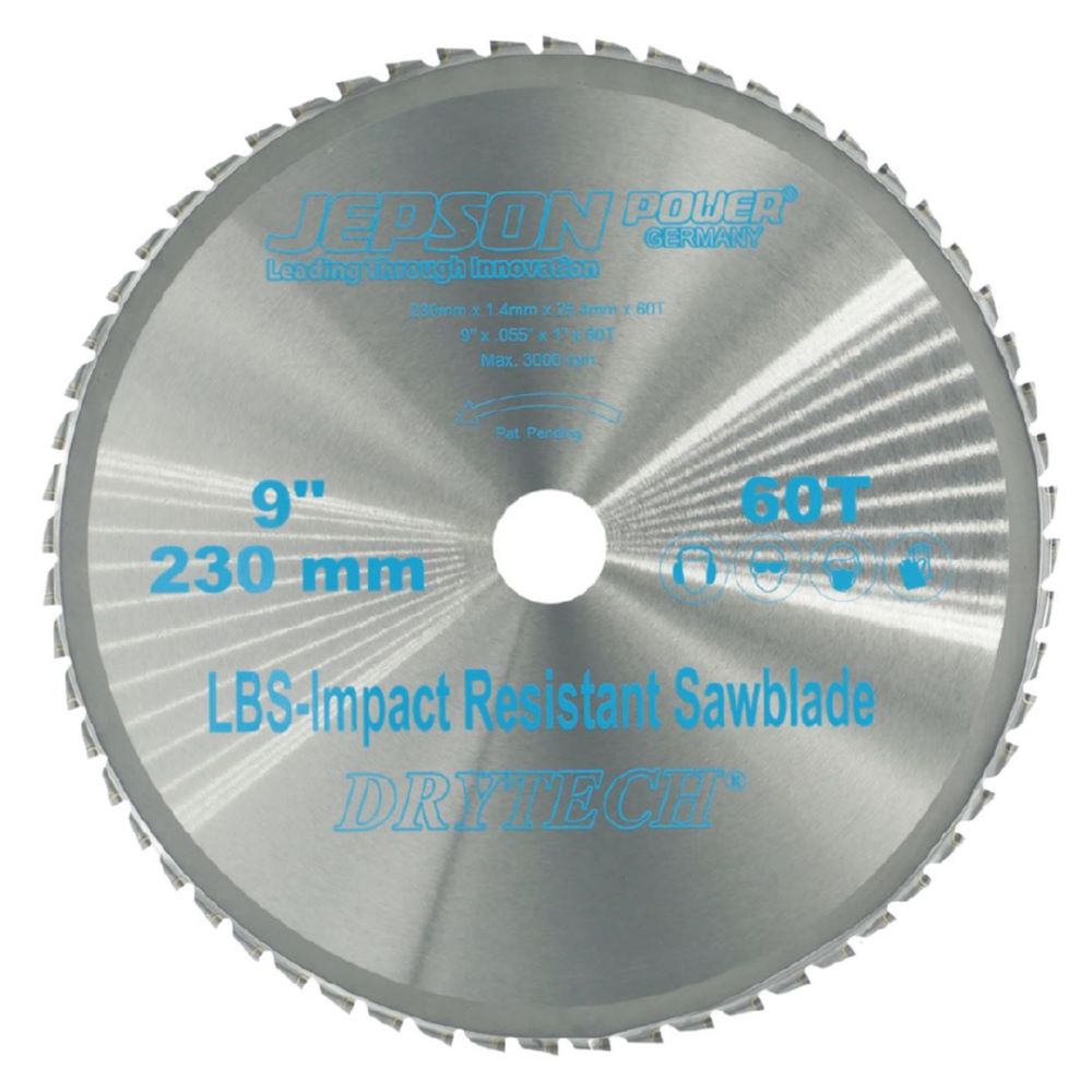 Produktbild JEPSON Drytech HM-Sägeblatt LBS schockresistent Durchmesser 230 mm 60 Zähne für Stahl
