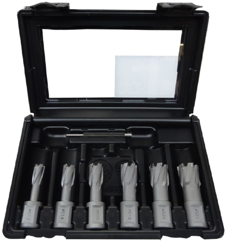 Produktbild JEPSON HM-Kernbohrerset 35 mm Durchmesser 12,14, 16,18, 20,22 mm plus Auswerfstift