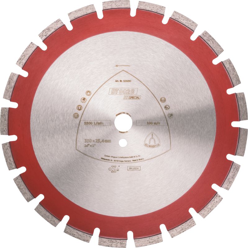 Produktbild Klingspor DT 902 B Diamanttrennscheiben, 350 x 3,2 x 25,4 mm 21 Segmente 40 x 3,2 x 11 mm,