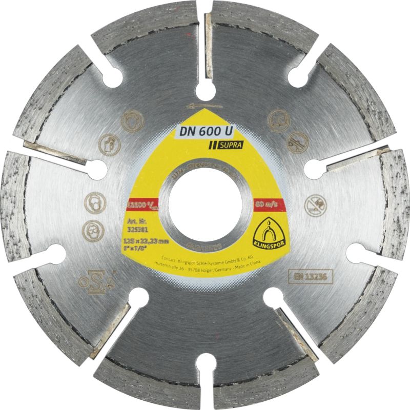 Produktbild Klingspor DN 600 U Diamanttrennscheiben, 125 x 8 x 22,23 mm 10 Segmente 32 x 8 x 7 mm, Sta