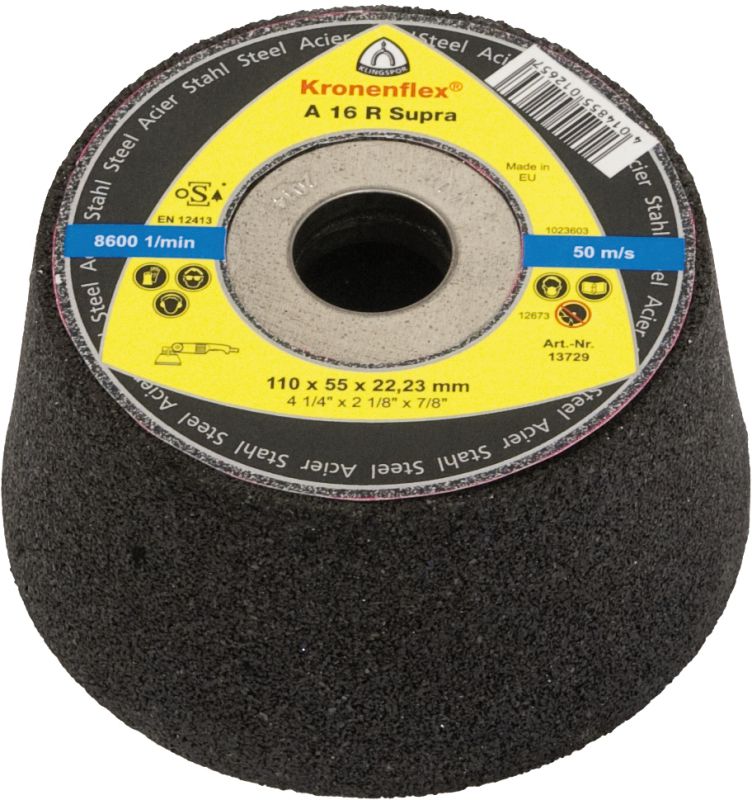 Produktbild Klingspor A 16 R Schleiftopf, 110 x 55 x 22,23 mm gekröpft