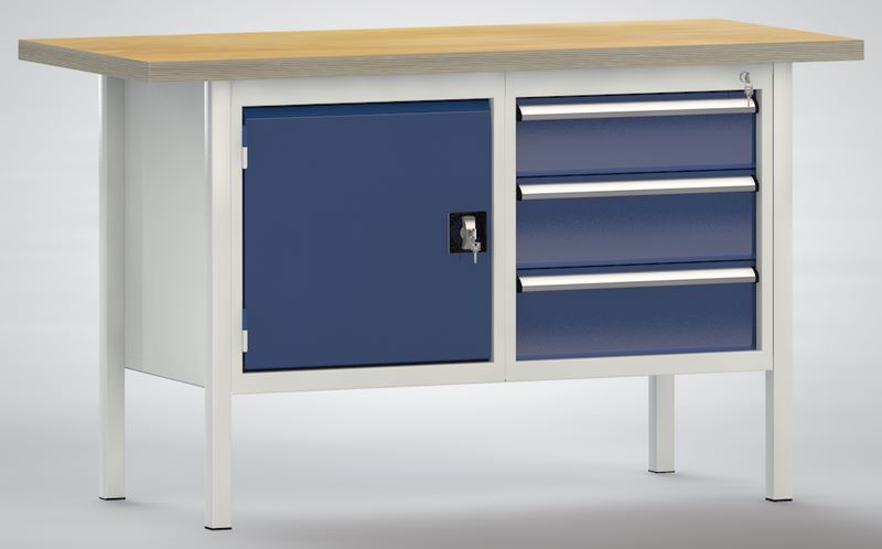 Produktbild KLW Ergo Standard Werkbank 1 Flügeltür 3 Schubladen 1500 x 700 x 900 mm