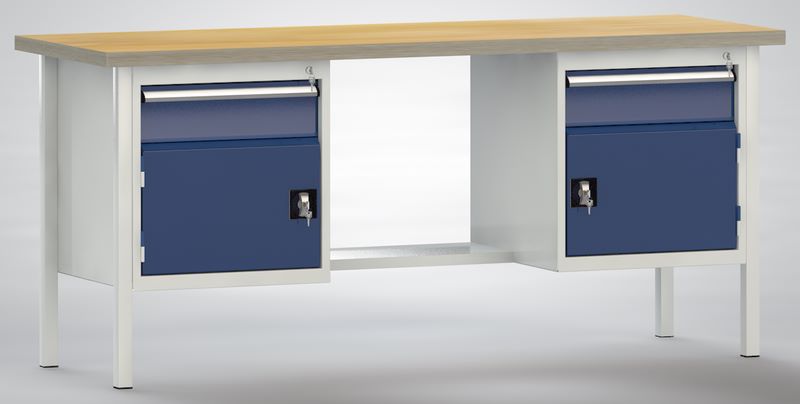 Produktbild KLW Ergo Standard Werkbank 2 Flügeltüren 2 Schubladen 2000 x 700 x 900 mm