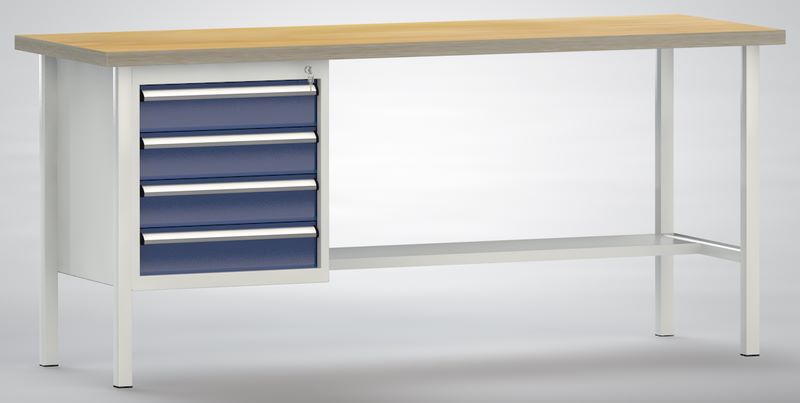 Produktbild KLW Ergo Standard Werkbank 4 kleine Schubladen 2000 x 700 x 900 mm