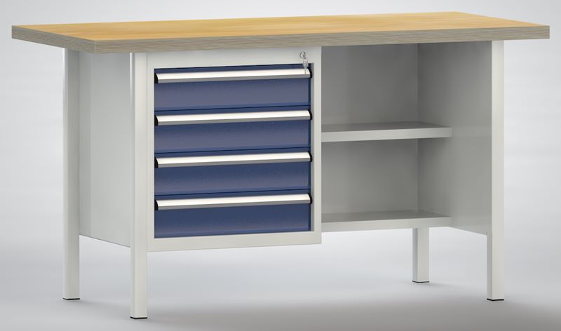 Produktbild KLW Ergo Standard Werkbank 2 Stahlblechablagen 1500 x 700 x 900 mm