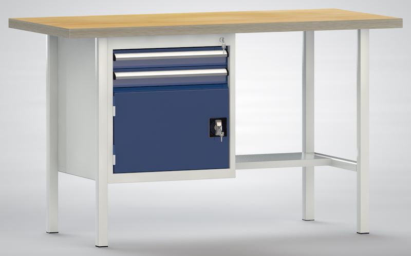 Produktbild KLW Ergo Standard Werkbank 1 Tür 2 Schubladen 1500 x 700 x 900 mm