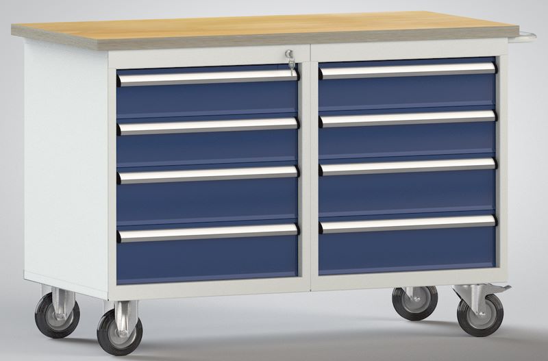 Produktbild KLW Fahrbare Werkbank mit Multiplexplatte 30 mm 1200 x 700 x 840 mm