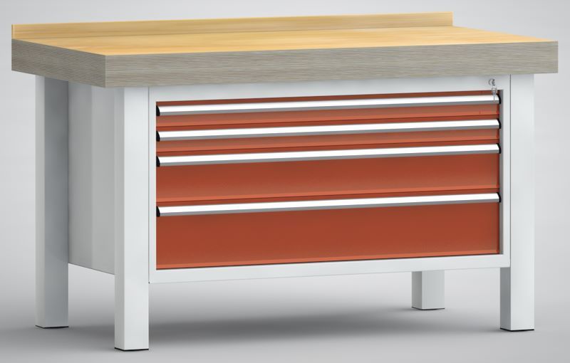 Produktbild KLW Profi-Schwerlast-Werkbank 1500 x 800 x 900 mm 4 Schubladen