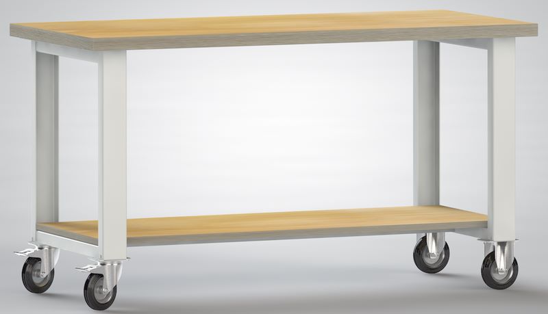 Produktbild KLW Standard Werkbank fahrbar mit Ablageboden 1500 x 700 x 840 mm
