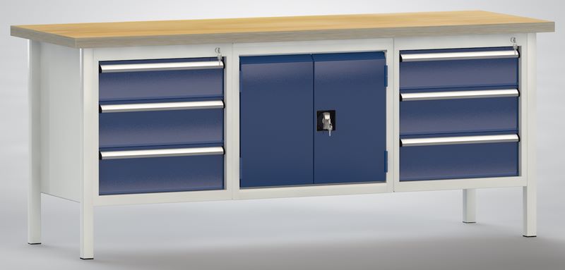 Produktbild KLW Standard Werkbank 2 Gehäuse 6 Schubladen 2000 x 700 x 840 mm