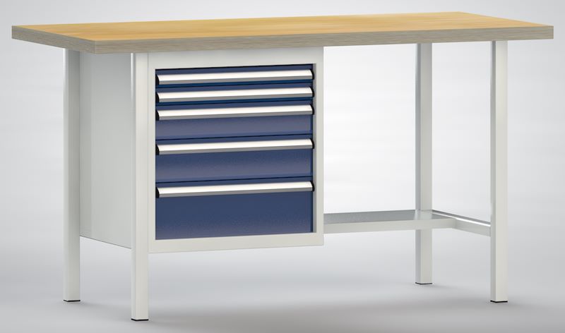 Produktbild KLW Standard Werkbank mit 5 seitlichen Schubladen 1500 x 700 x 840 mm