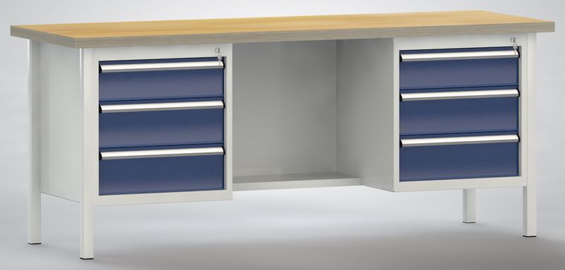 Produktbild KLW Standard Werkbank mit Stahlblechablage 2000 x 700 x 840 mm