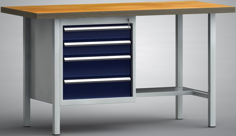 Produktbild KLW Kombiwerkbank 1500 x 700 x 840 mm mit 4 Schubladen