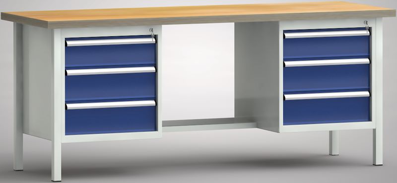 Produktbild KLW Kombiwerkbank 2000 x 700 x 840 mm mit 6 Schubladen