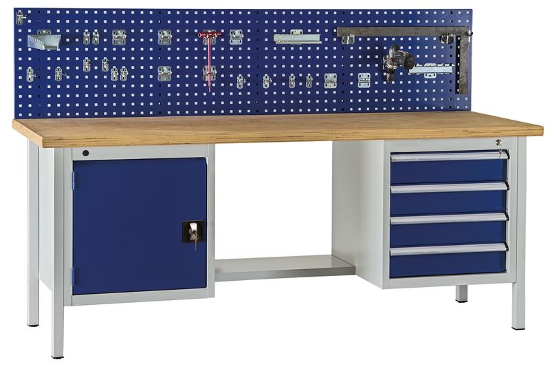 Produktbild KLW Kombiwerkbank 2000 x 700 x 840 mm 1 Flügeltür 4 Schubladen bild 2