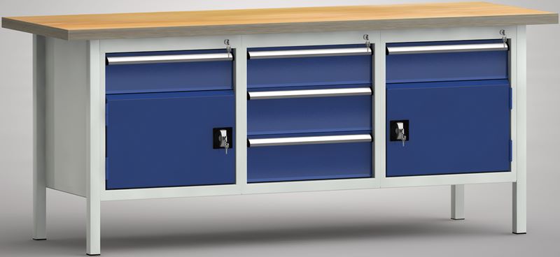 Produktbild KLW Kastenwerkbank 2000 x 700 x 840 mm mit Buchen Multiplexplatte