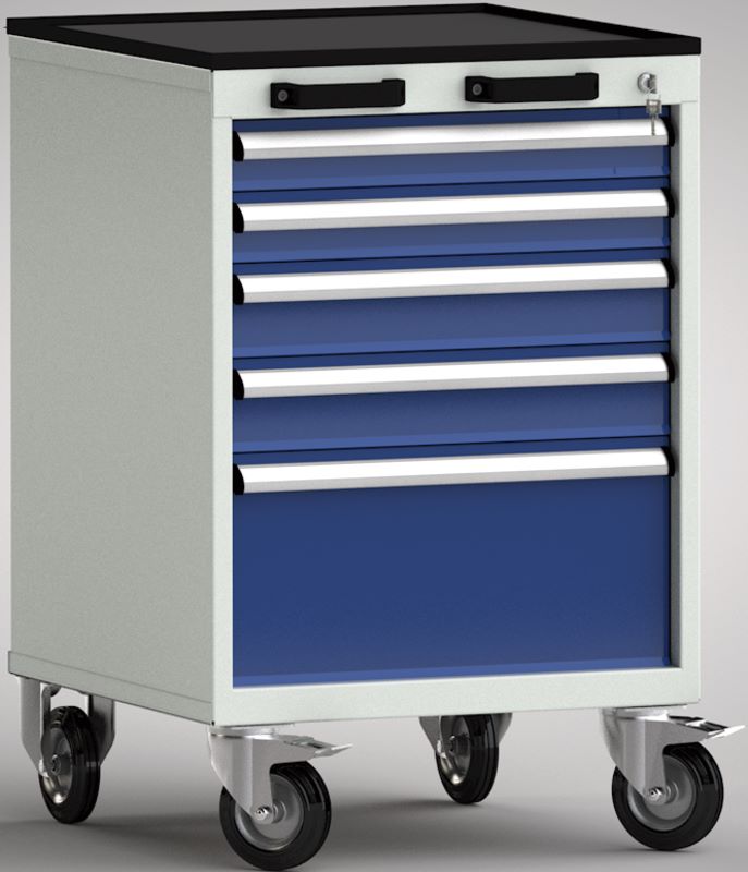 Produktbild KLW Standard-Werkzeugwagen 572 x 655 x 915 mm mit 4-seitigem Abrollrand