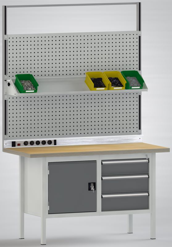 Produktbild KLW Systemaufbau Lochplatte 1 Ablageboden Steckdosenleiste 2000 mm