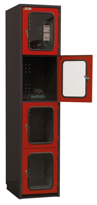 Produktbild KLW Wertfachschrank 1850 x 415 x 500/540 mm 4 Abteilen mit Acrylglas-Sichtfenster