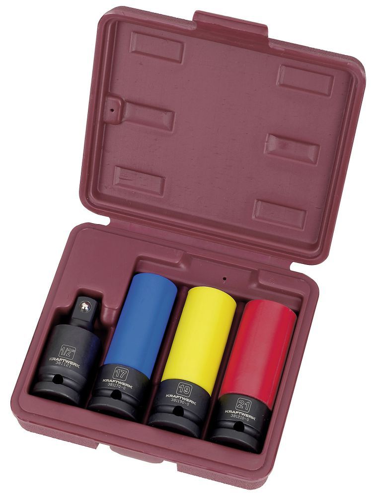 Produktbild KRAFTWERK Schlag Steckschlüssel Satz lang 1/2" 4 Teile