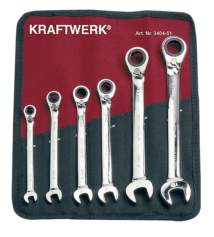 Produktbild KRAFTWERK Ratschen Ringmaulschlüssel Satz CLICKRAFT 6 Teile