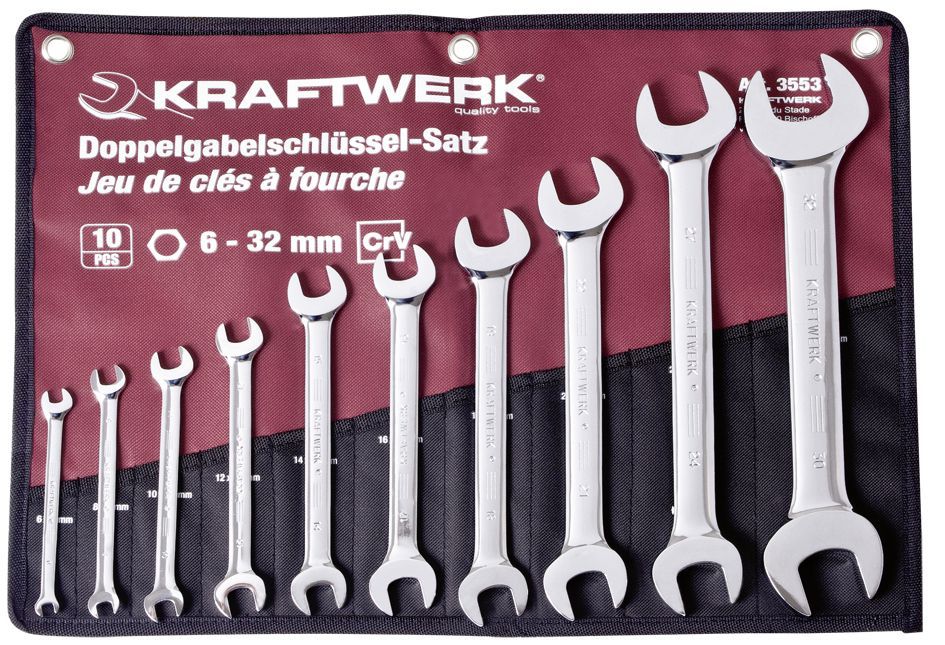 Produktbild KRAFTWERK Doppelgabelschlüssel Satz voll poliert 6-32mm 10 Teile bild 2